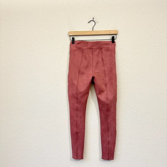 SPANX Faux Suede Leggings Rich Rose High Rise Activewear - Picture 2 of 13